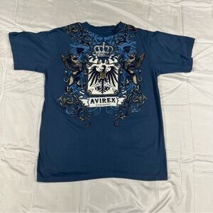 Avirex Eagle Crest Crown Graphic Tee Blue Men’s Large Y2K Streetwear